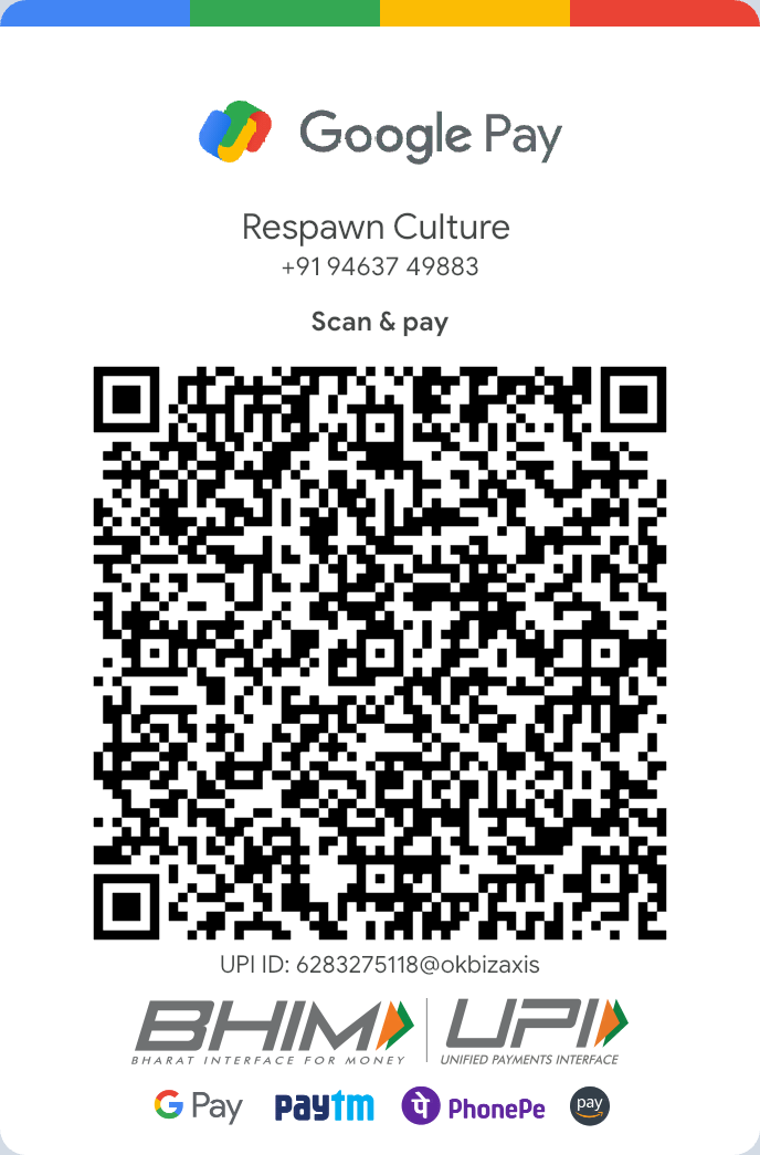 UPI QR code to pay Respawn Culture at 6283275118@okbizaxis