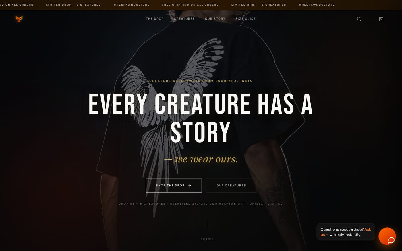 The Respawn Culture online store homepage